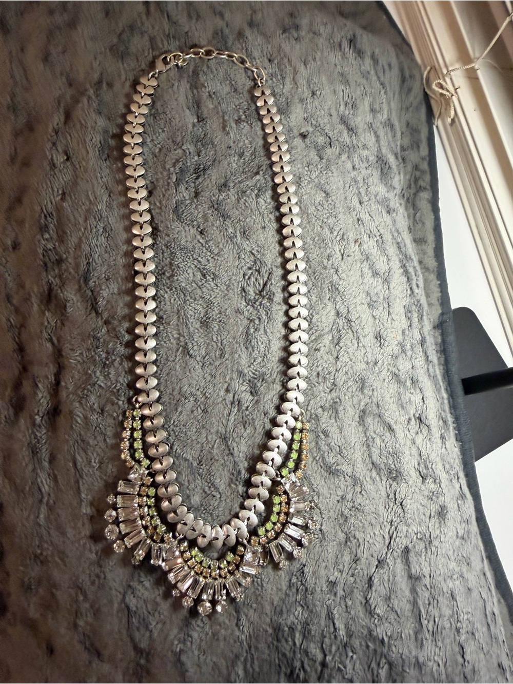 Stella & Dot Silver Collar Necklace with blue/Green Accents